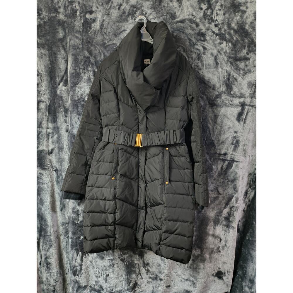 Brigitte Bailey Black Shawl Collar Belted Down Coat - M